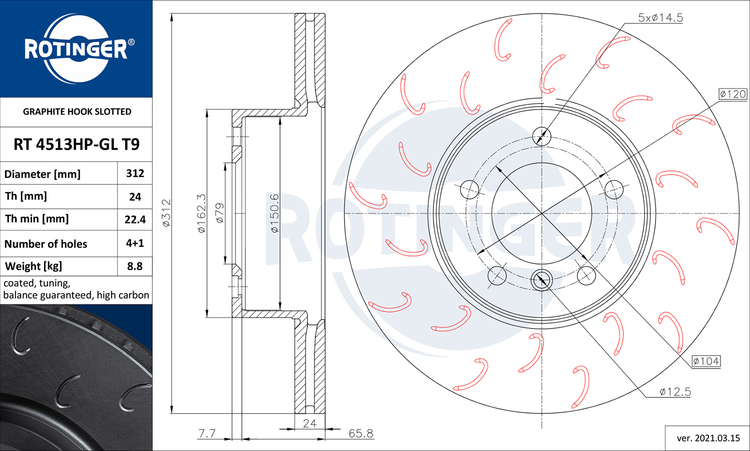 ROTINGER Féktárcsa, mind RT4513HP-GLT9_ROT